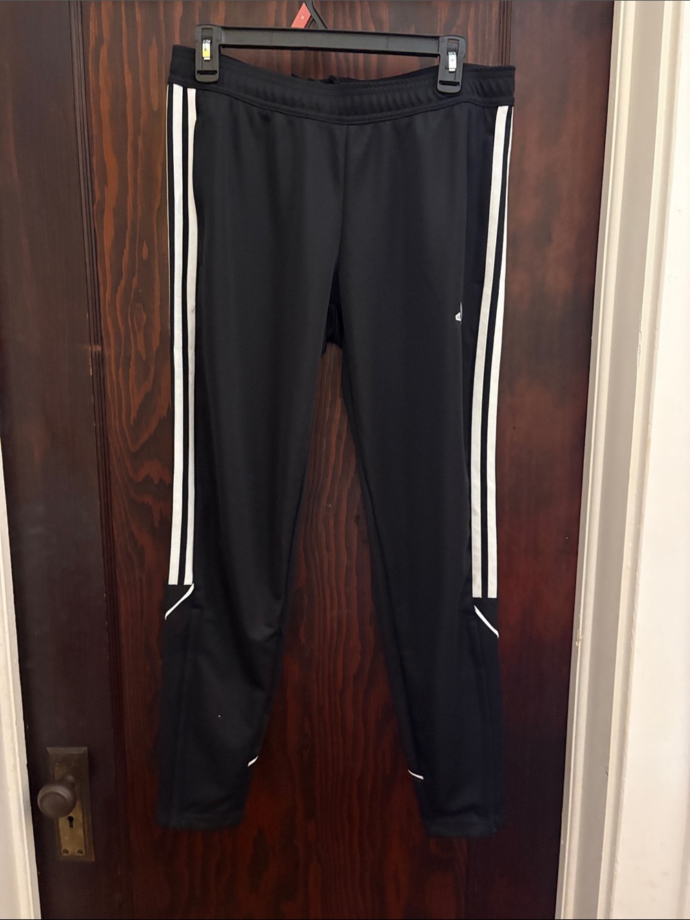 adidas Black Track Pants with White Side Stripes